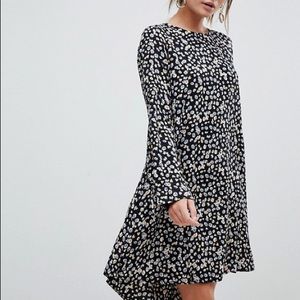 ASOS Black Daisy Print Midi Dress
